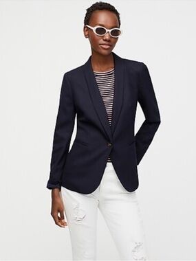 J. Crew Parke Blazer in Wool Flannel One Button Black Size 4 Petite NWT